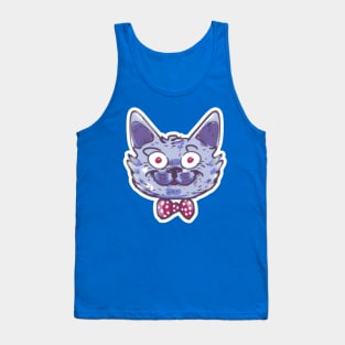 funny cat head with bow tie cartoon halftone dots Tank Top